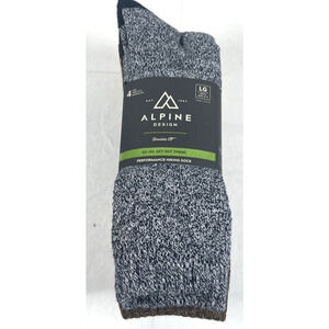 Alpine Design Men’s LG 9-12 Performance Hiking Crew Socks 4-Pack Multicolor NWT